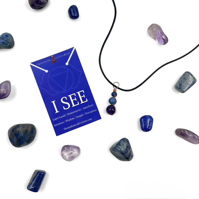 Third Eye Chakra Mini Pendant Necklace for Intuition, Focus, and Mental Clarity