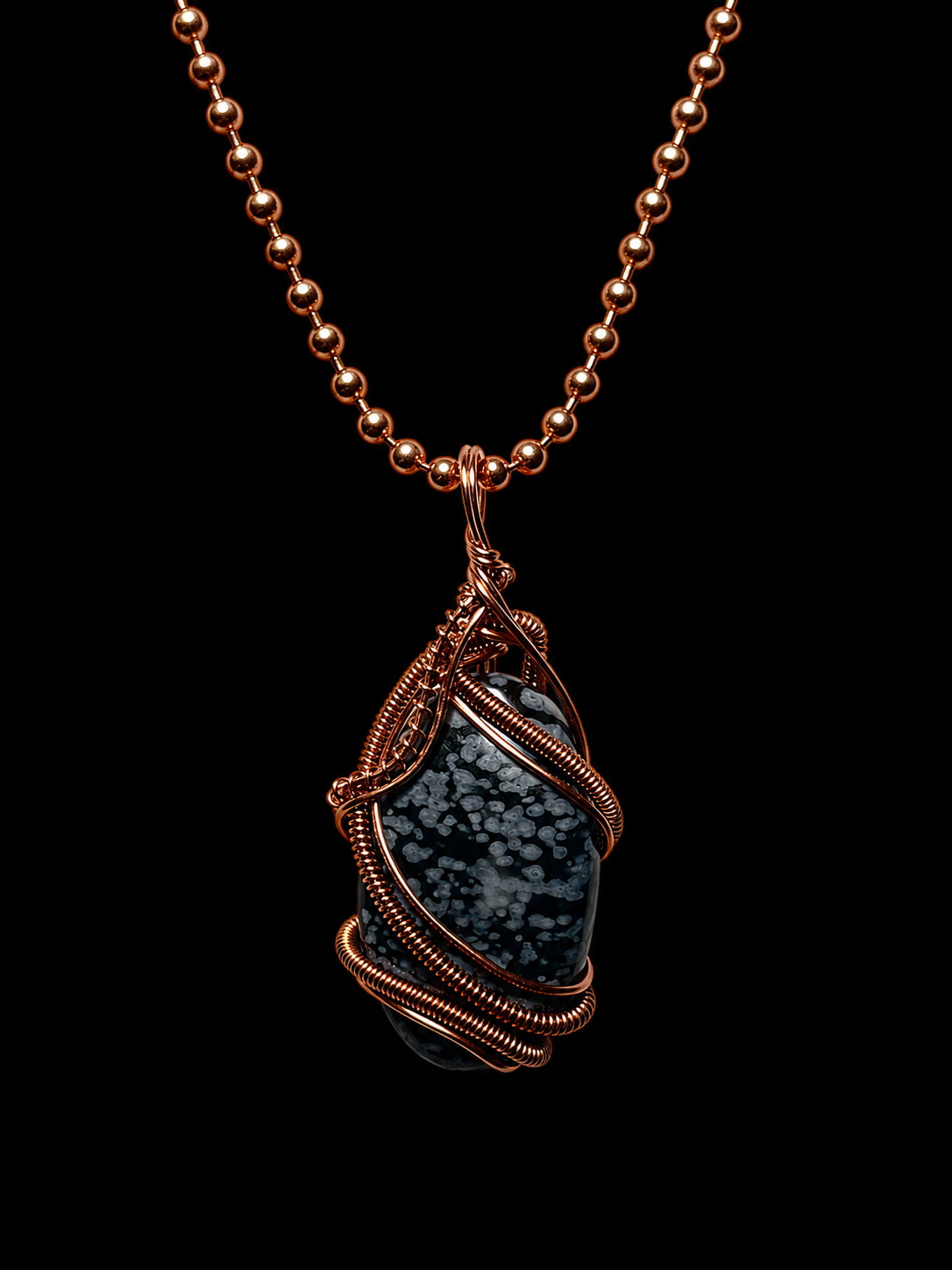Custom Wrapped Snowflake Obsidian Pendant for Balance & Emotional Support