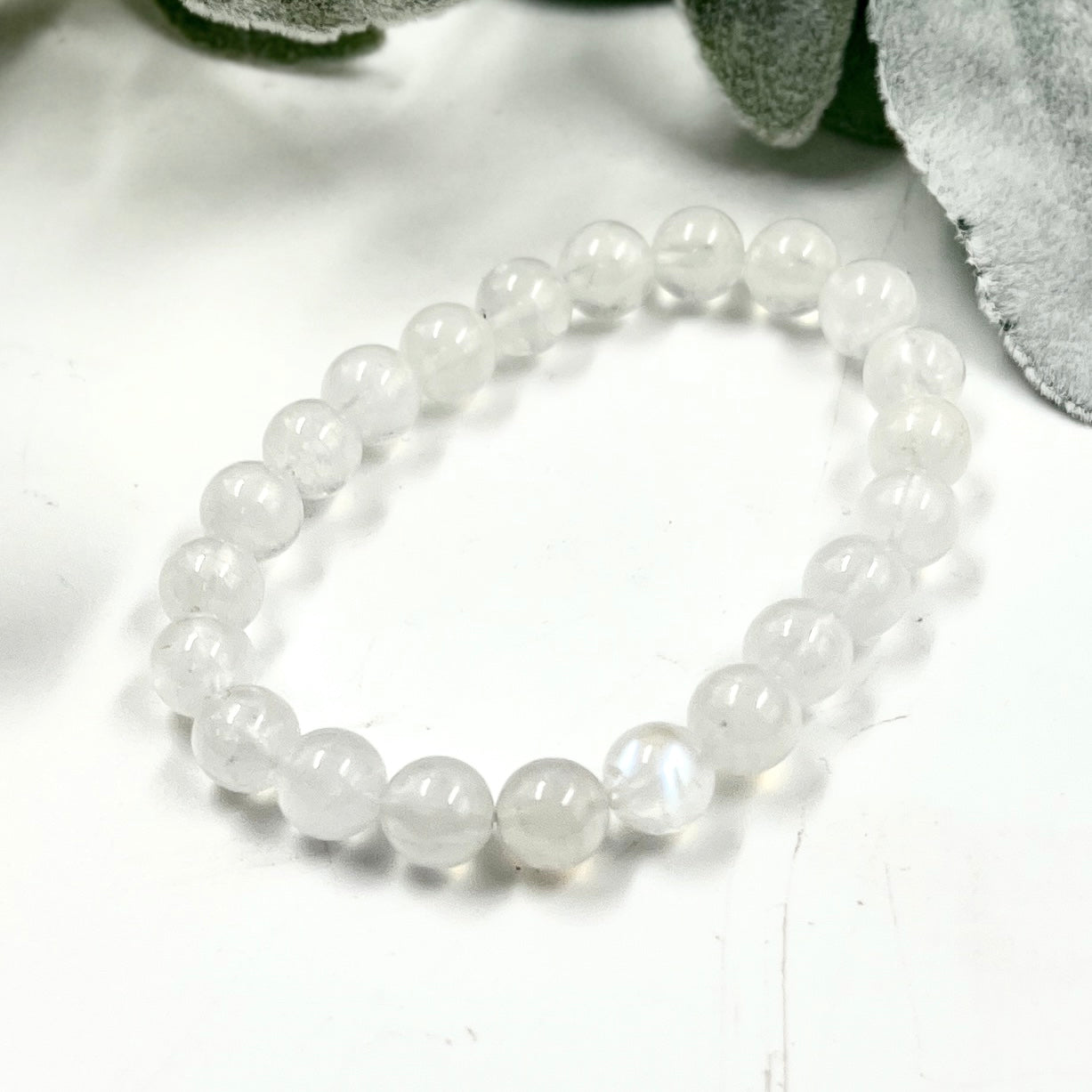 Moonstone 8mm Bead Stretch Bracelet for Intuition, Balance & Emotional Support