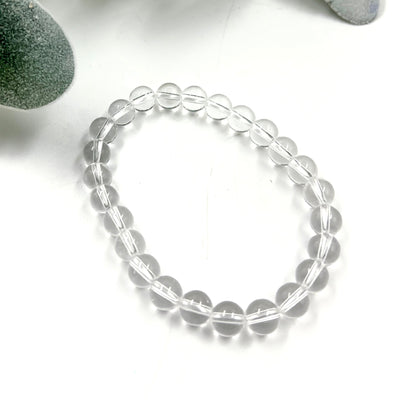 Clear Quartz 8mm Bead Stretch Bracelet for Clarity, Focus & Energy Balance