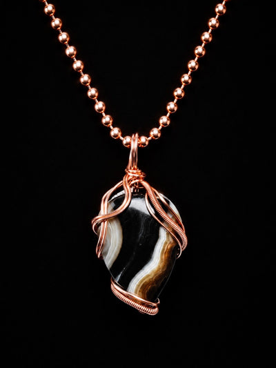 Custom Wrapped Botswana Agate Pendant for Grounding & Emotional Balance