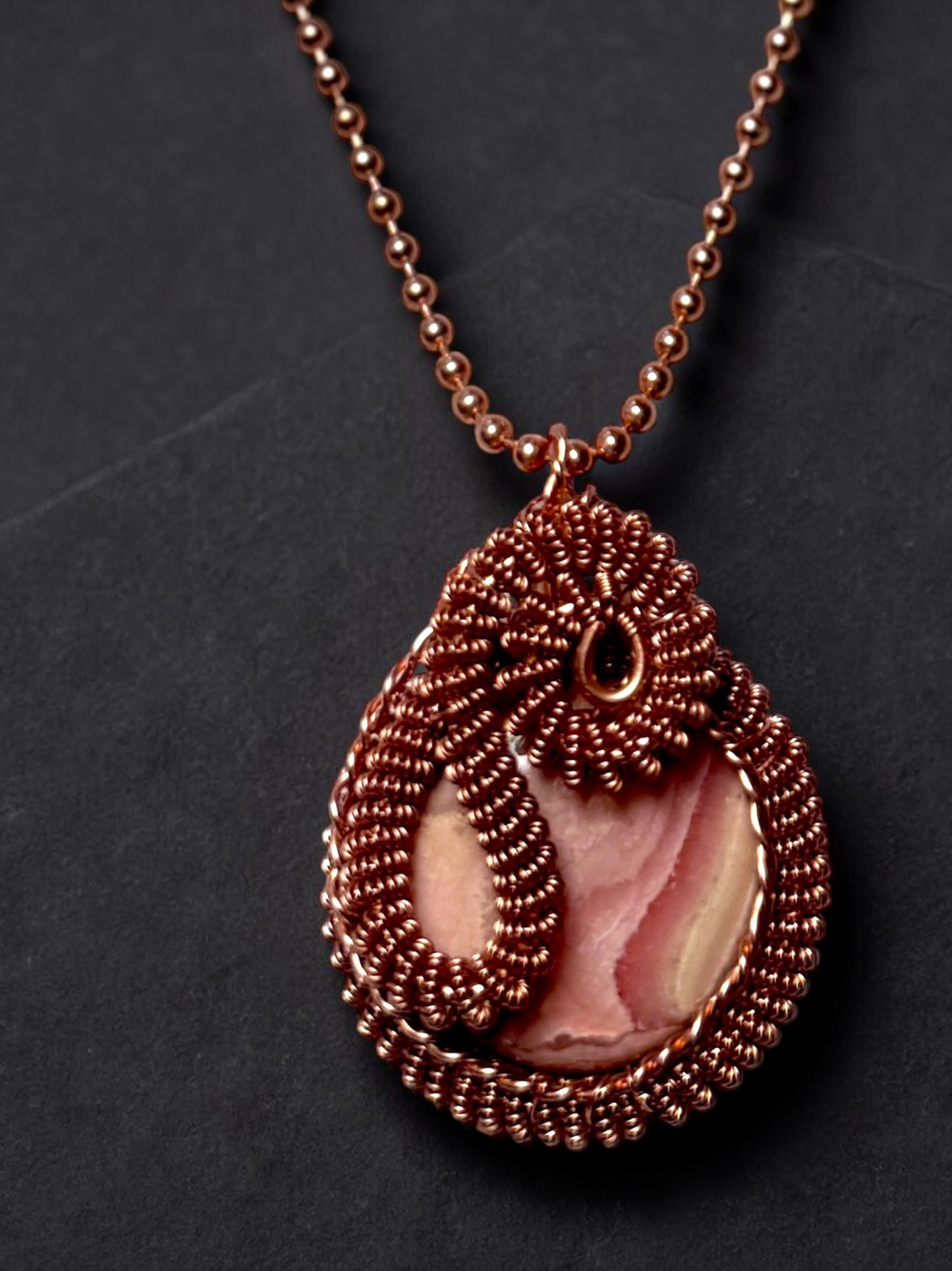 Custom Wrapped Rhodochrosite Pendant for Emotional Healing