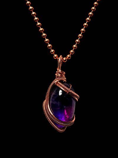 Custom Wrapped Amethyst Pendant for Stress Relief