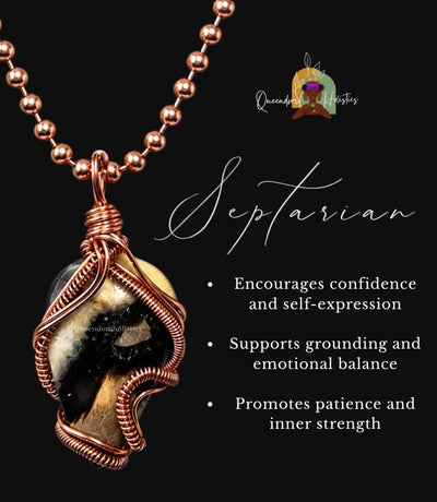 Custom Wrapped Septarian Pendant for Confidence & Grounding