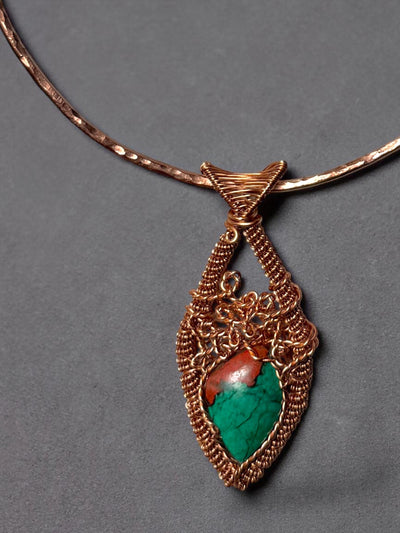 Custom Wrapped Sonora Sunset Chrysocolla Pendant for Emotional Balance