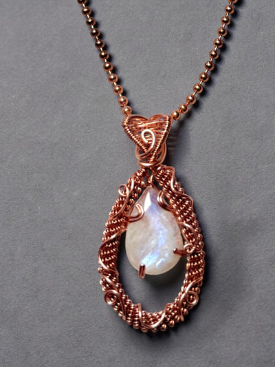 Custom Wrapped Rainbow Moonstone Pendant for Emotional Clarity