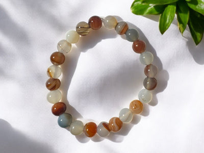 Agate 8mm Bead Stretch Bracelet for Stability, Protection, and Inner Strength