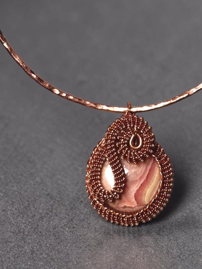 Custom Wrapped Rhodochrosite Pendant for Emotional Healing