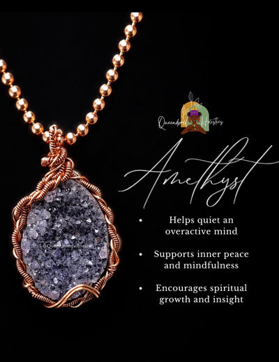 Custom Wrapped Amethyst Pendant for Stress Relief