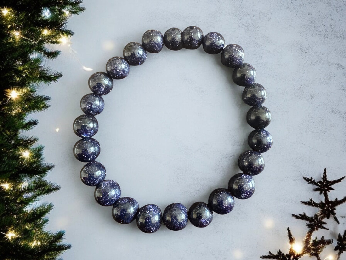 Blue Goldstone Stretch Bracelet for Focus, Drive & Positive Energy