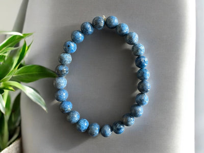 Denim Lapis Lazuli Stretch Bracelet for Wisdom, Clarity & Inner Strength Healing