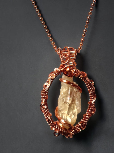 Custom Wrapped Natural Citrine Pendant for Abundance