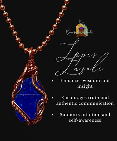 Custom Wrapped Lapis Lazuli Pendant for Wisdom & Self-Expression