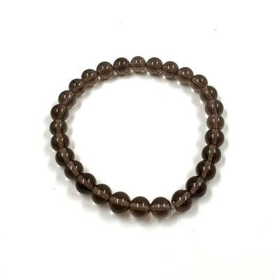 Smoky Quartz 8mm Bead Stretch Bracelet for Protection & Stress Relief