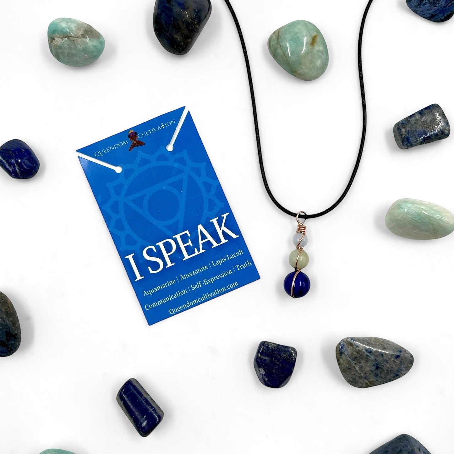 Throat Chakra Mini Pendant Necklace for Clear Communication and Self-Expression