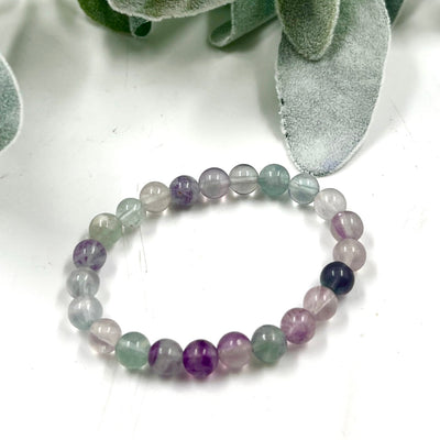 Rainbow Fluorite 8mm Bead Stretch Bracelet for Focus, Clarity, and Emotional Balance
