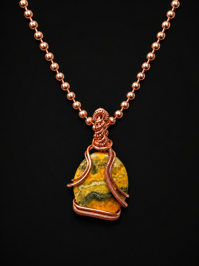 Custom Wrapped Bumblebee Jasper Pendant for Confidence & Motivation