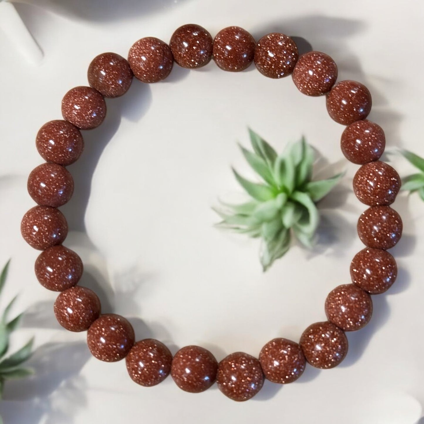 Goldstone 8mm Bead Stretch Bracelet for Motivation, Focus, and Personal Drive