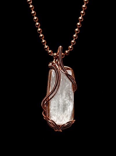 Custom Wrapped Selenite Pendant for Cleansing & Peaceful Energy