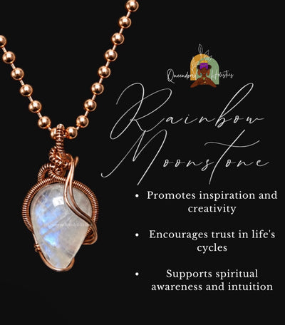 Custom Wrapped Rainbow Moonstone Crystal for Intuition & Emotional Balance