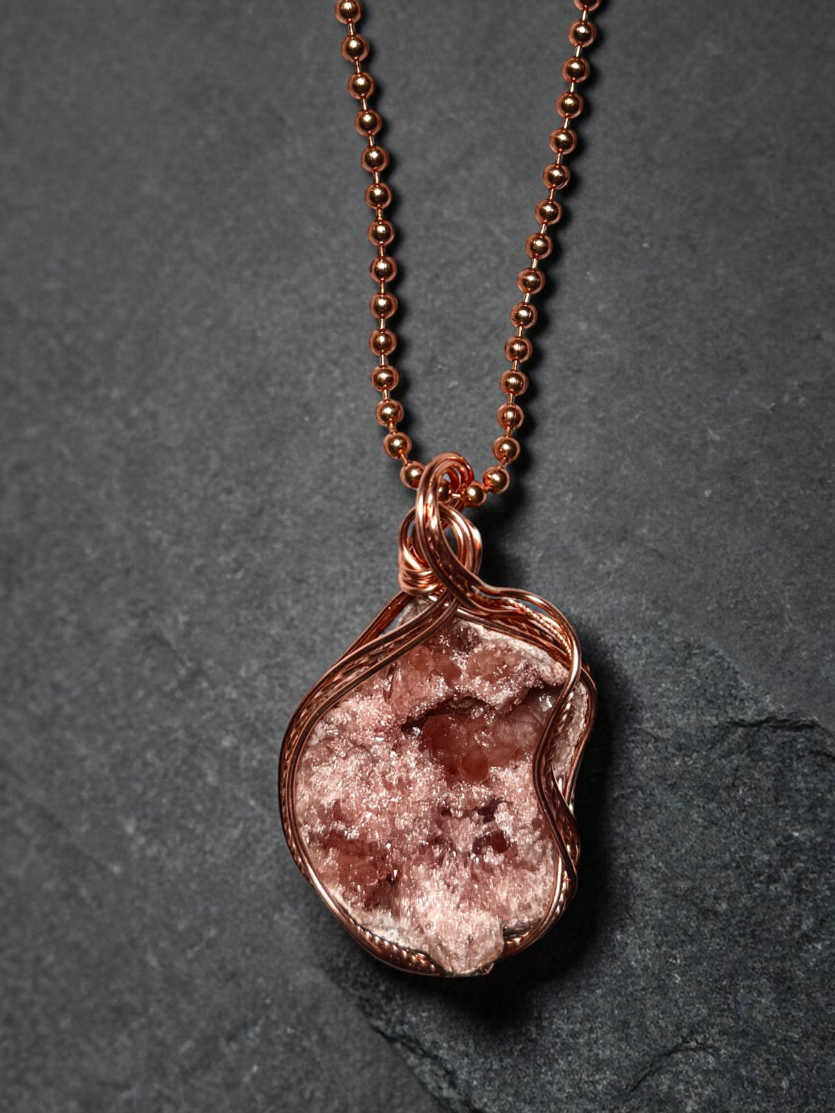 Custom Wrapped Pink Amethyst Pendant for Emotional Healing