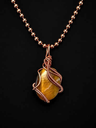 Custom Wrapped Tiger's Eye Pendant for Confidence & Focus