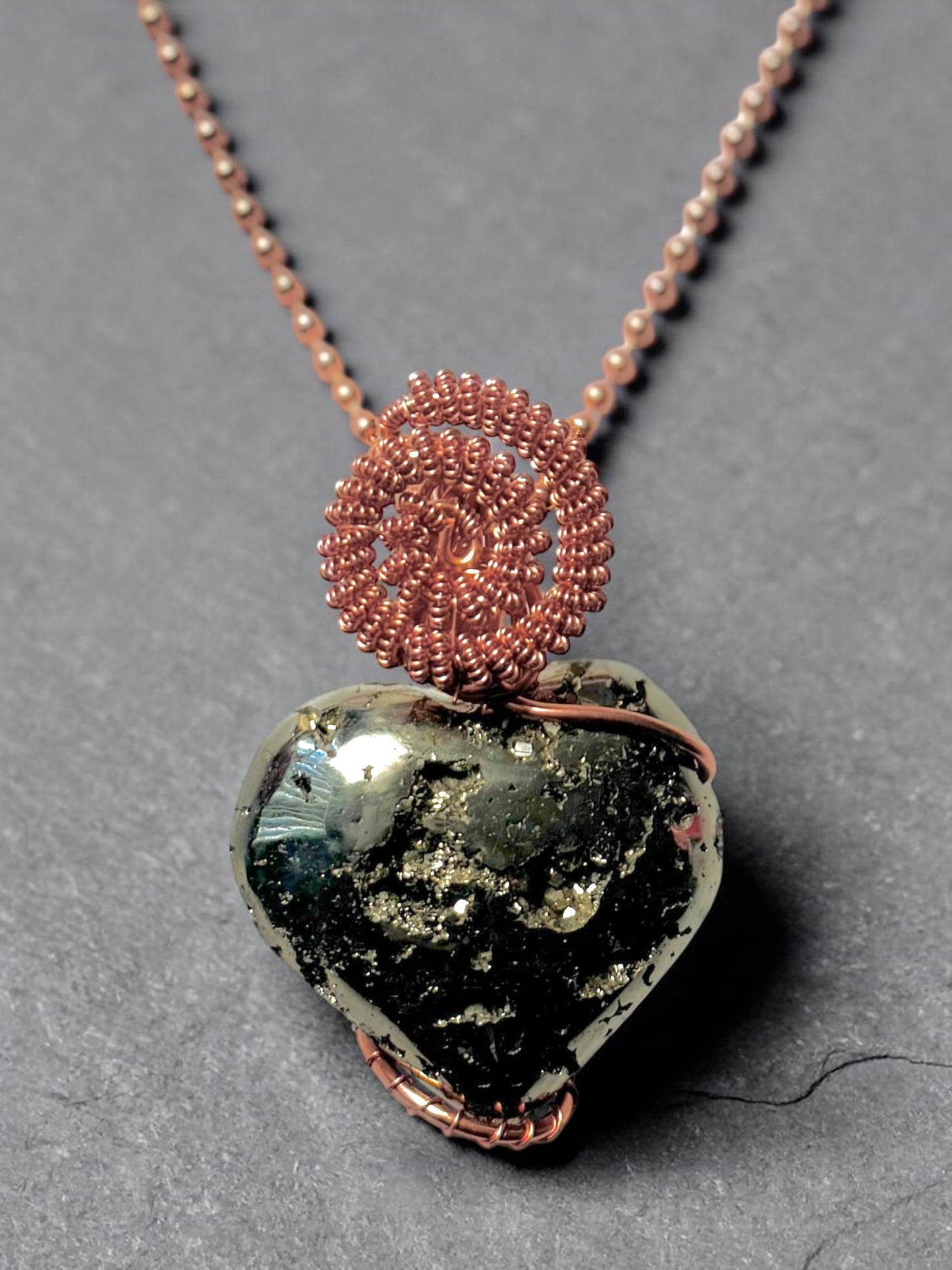 Custom Wrapped Pyrite Pendant for Confidence