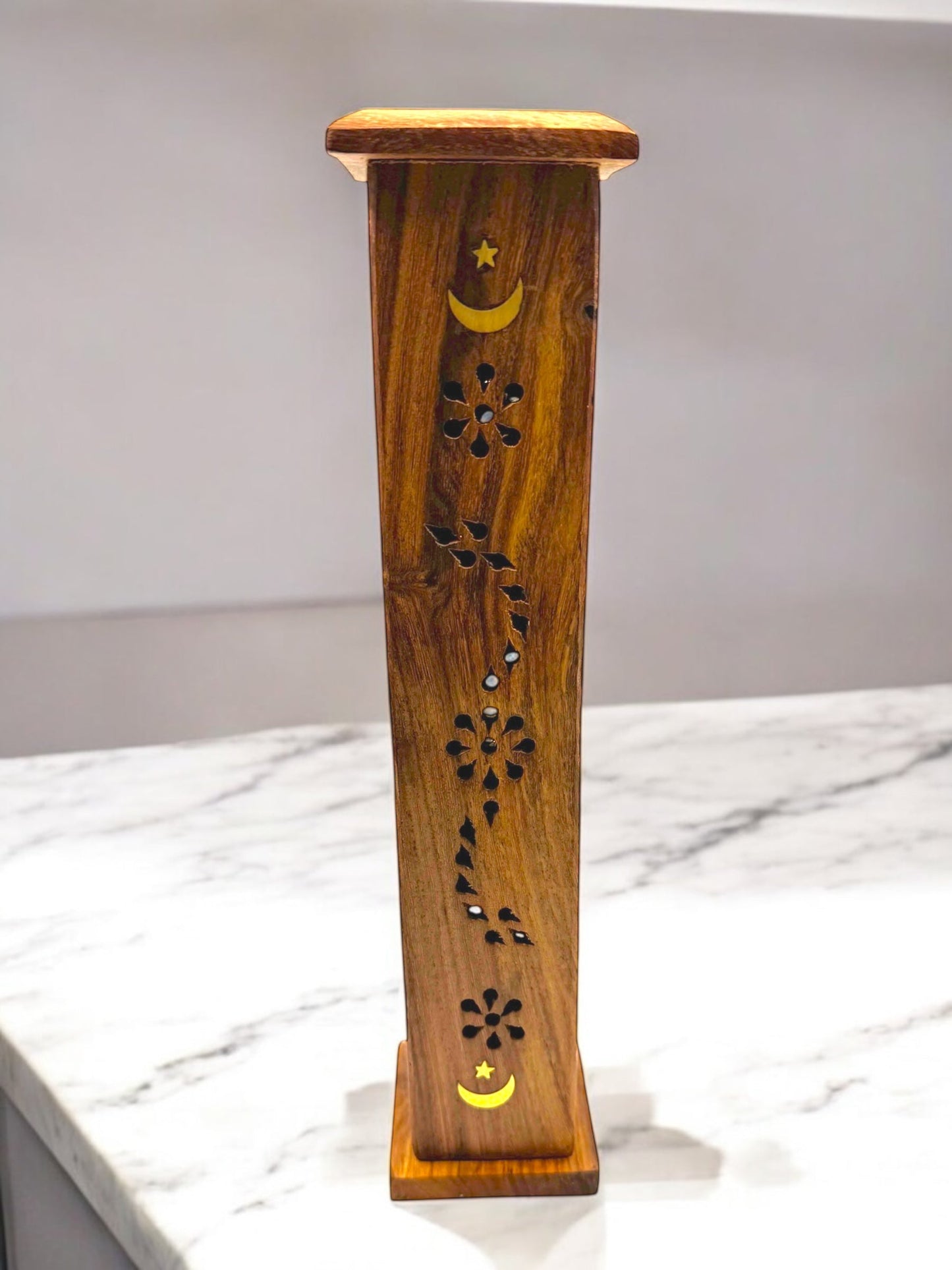 Moon & Star Column Burner Wood 12"