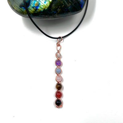 Kundalini Rising 7 Chakra Pendant Necklace for Energy Alignment and Spiritual Awakening