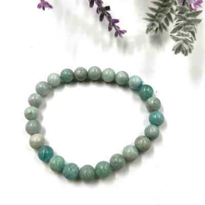 Amazonite 8mm Bead Stretch Bracelet for Stress Relief & Inner Balance