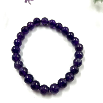 Amethyst 8mm Bead Stretch Bracelet for Stress Relief, Intuition, and Mental Clarity