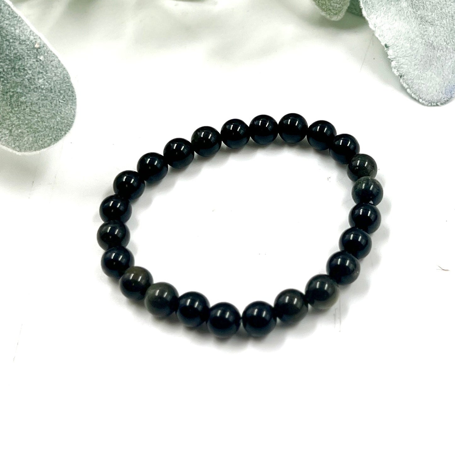 Black Obsidian 8mm Bead Stretch Bracelet for Protection, Grounding, and Energy Clearing