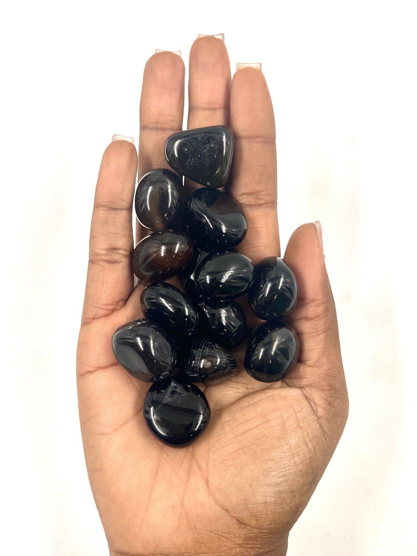 Polished Black Agate Crystal for Grounding, Protection & Stability