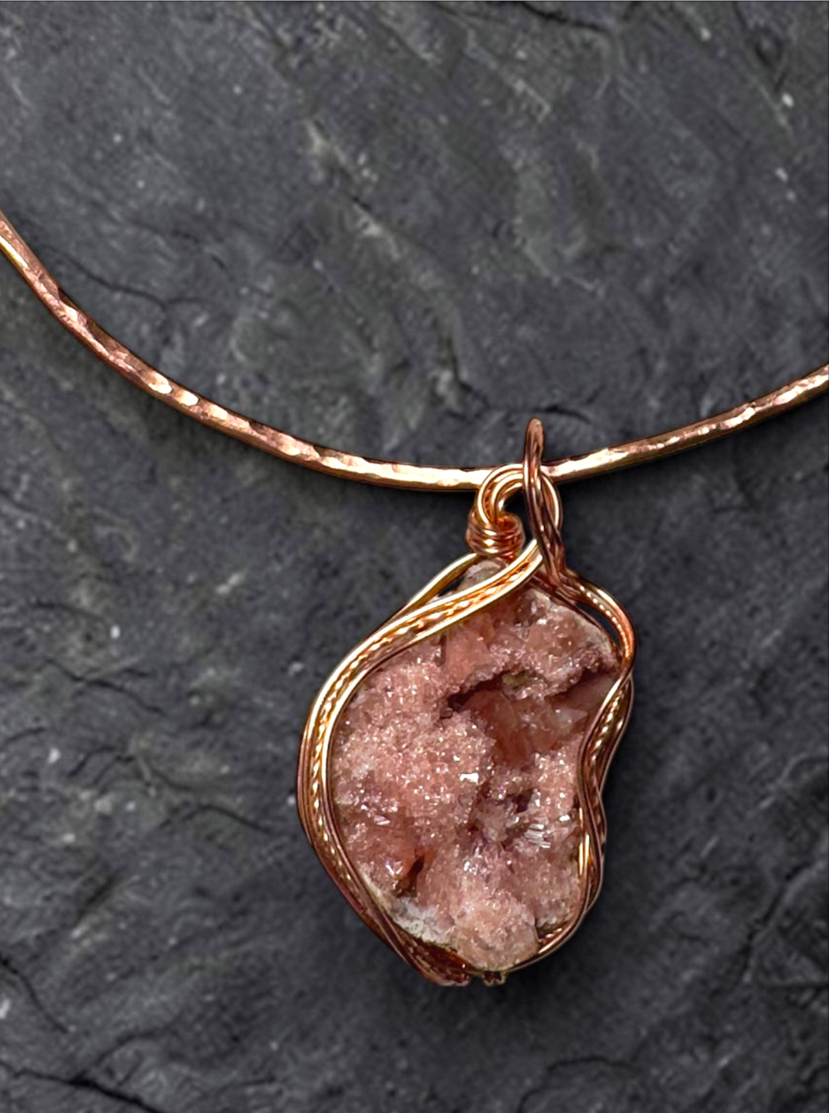 Custom Wrapped Pink Amethyst Pendant for Calm & Emotional Balance