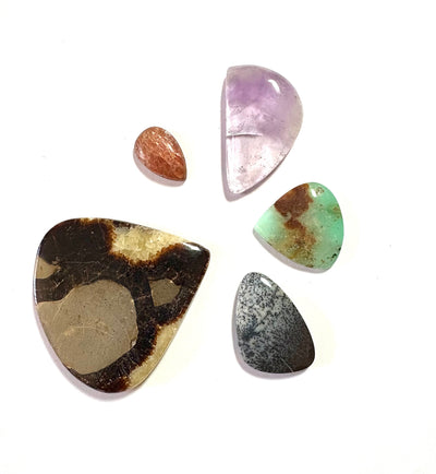 Cabochon Crystal Set (Septarian, Dendritic Opal, Chrysoprase, Amethyst, Sunstone)