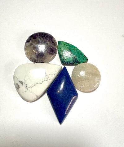 Cabochon Crystal Set (Lapis Lazuli, Howlite, Rainbow Moonstone, Azurite, Lepidolite)