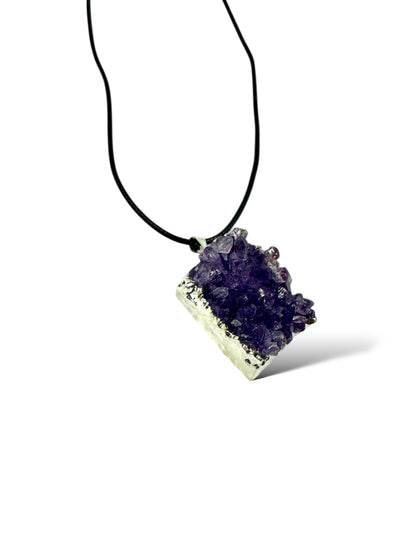 Amethyst Silver Plated Pendant for Stress Relief and Spiritual Clarity