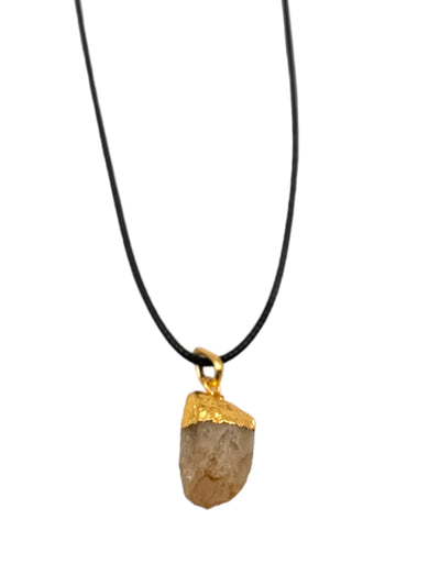 Natural Citrine Electroplated Pendant Necklace for Abundance, Confidence, and Energy Boost