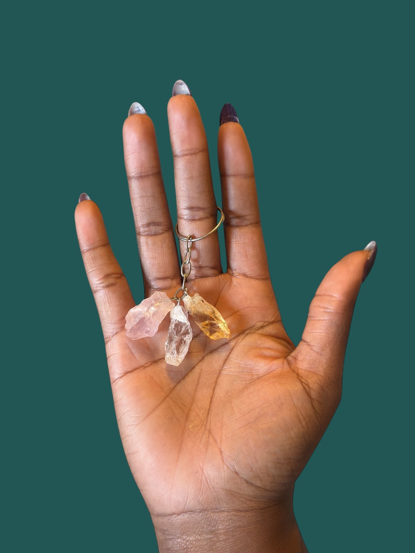 Mixed Crystal Keychain – Clear Quartz, Citrine & Rose Quartz for Everyday Balance