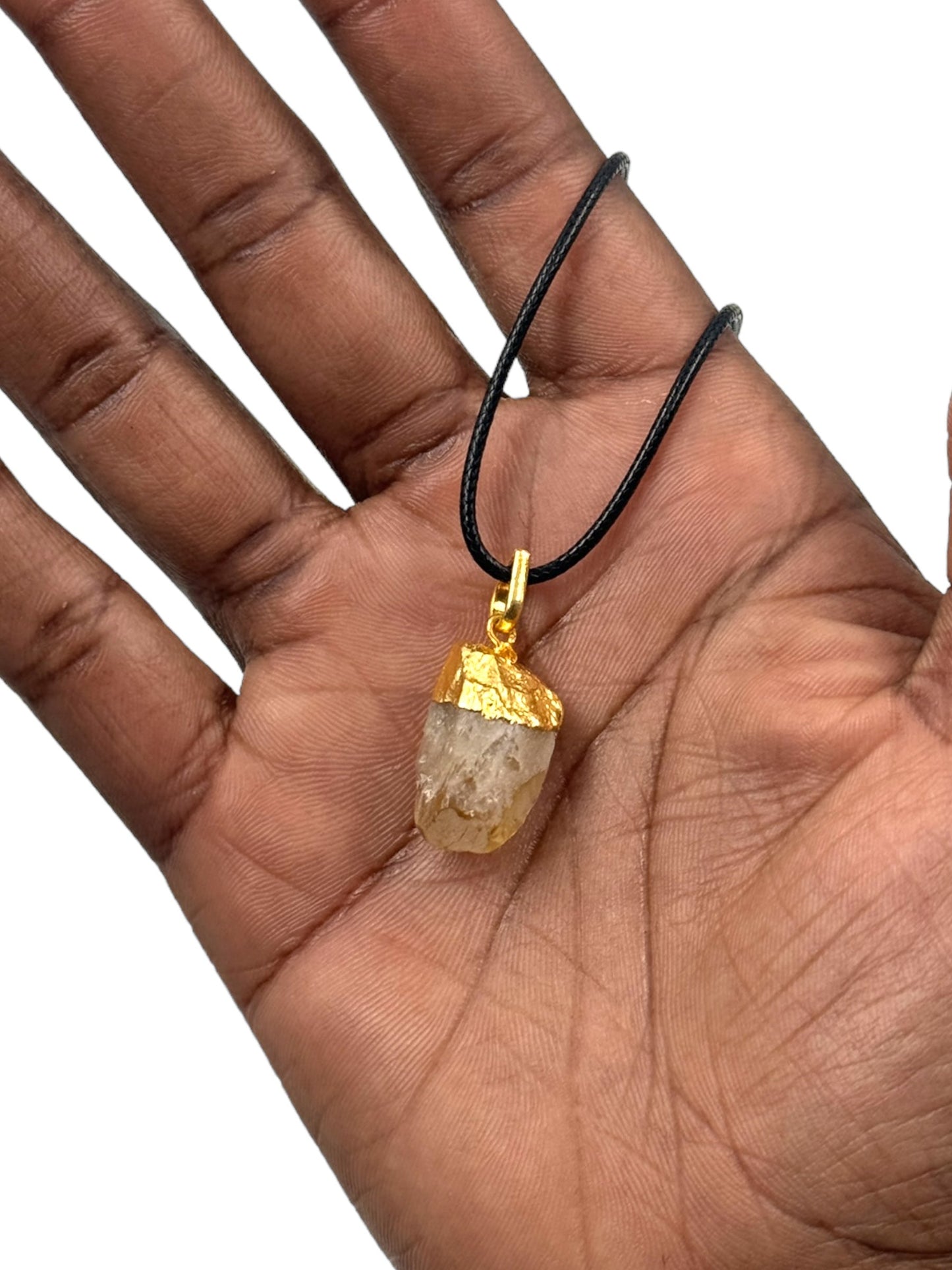 Natural Citrine Electroplated Pendant Necklace for Abundance, Confidence, and Energy Boost