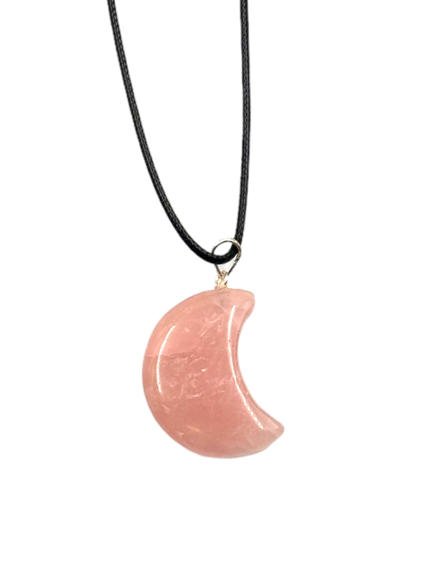 Rose Quartz Crescent Moon Pendant Necklace for Heart Healing and Emotional Balance