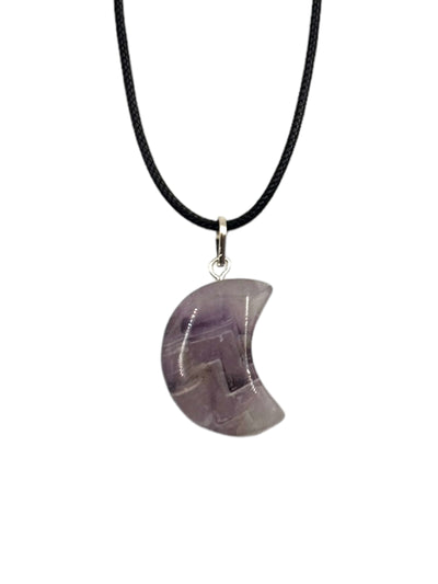 Amethyst Crescent Moon Pendant for Intuition, Calm, and Spiritual Growth