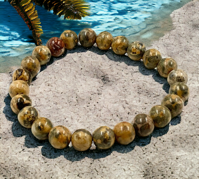 Leopardskin Jasper 8mm Bead Stretch Bracelet for Grounding & Emotional Balance