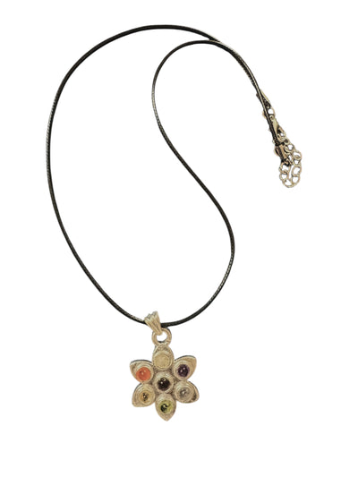 Silver Chakra Flower Pendant w/necklace for Mindful Living & Energy Balance
