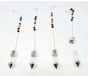 Silver - Glass Bottle Chamber Pendulum w/Chain