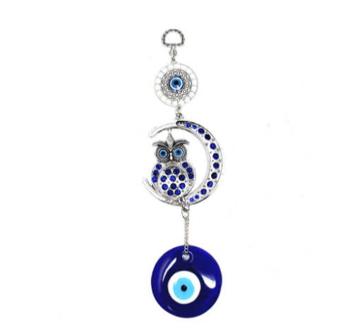 Owl Crescent Moon w/Evil Eye Wall Hanging