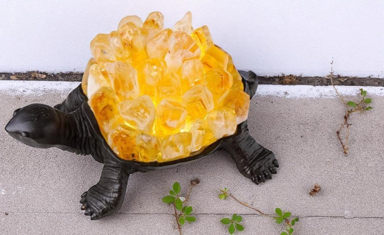 Turtle Crystal Nightlight with Citrine – LED USB Lamp for Abundance & Uplifted Energy
