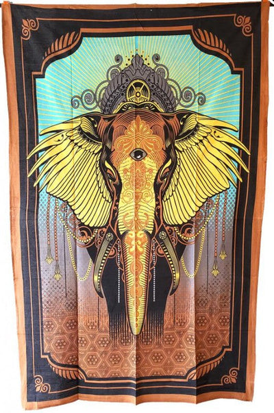 African Elephant Tapestry for Spiritual & Mindful Spaces
