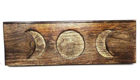 Wooden Card Holder with Triple Moon Design
