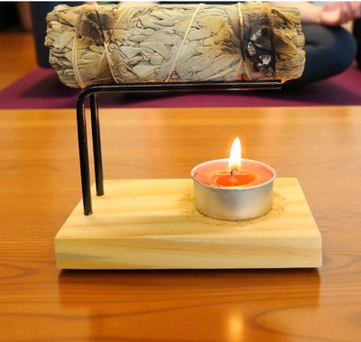 Wooden Sage Burner for Smudging | Spiral Sun Smudge Stick Holder